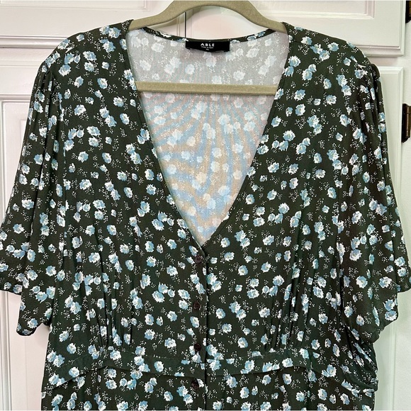 Able Amelia Button Front Dress Green Floral Print Size XXL - Picture 5 of 12